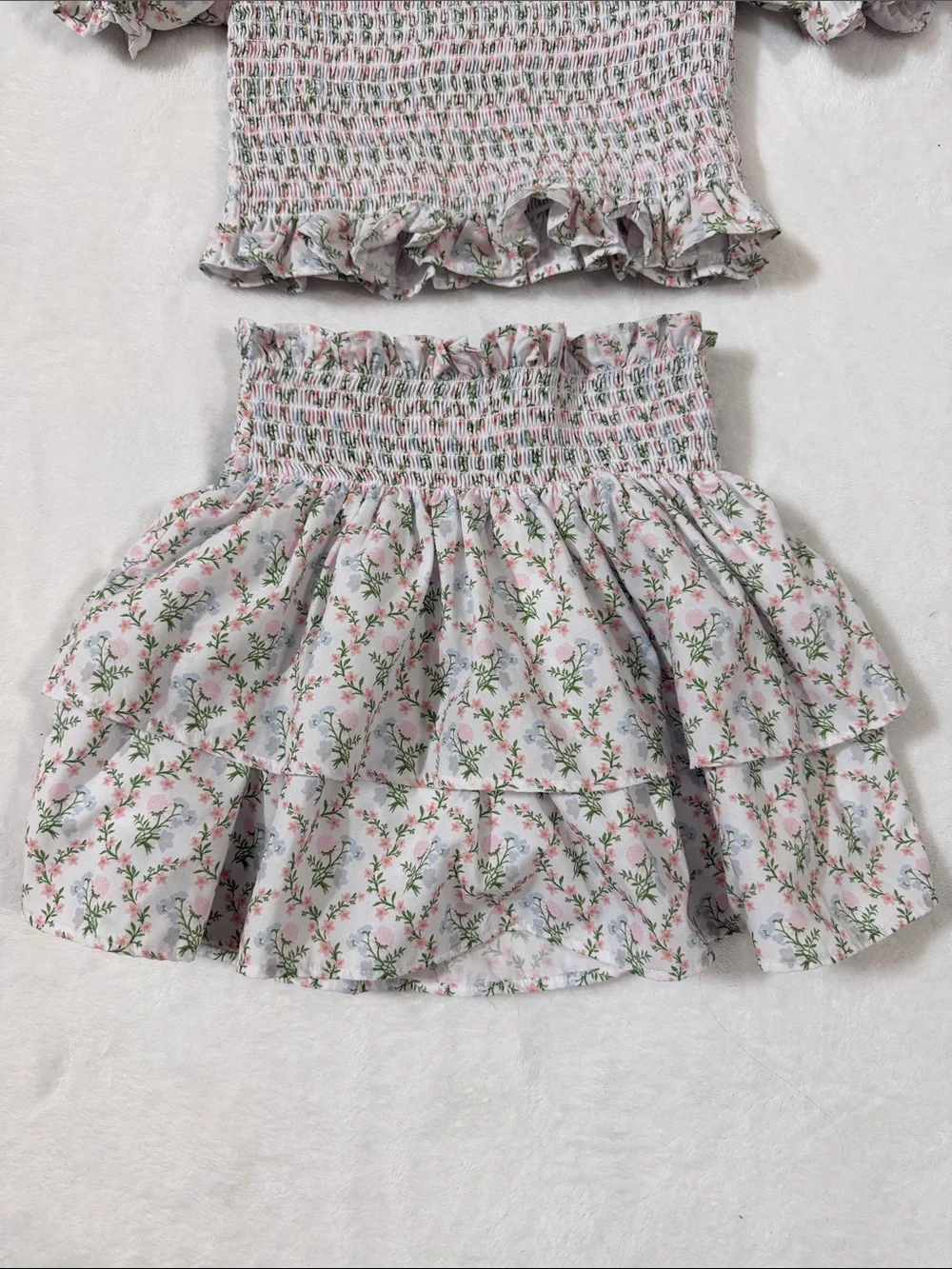 EEUC Cecil & Lou floral smocked top and tier ruffle skirt 6